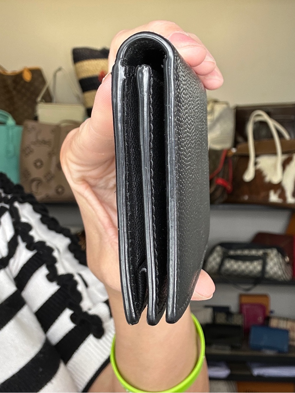Saint Laurent Black Pebbled Leather Compact Wallet - Picture 4 of 11